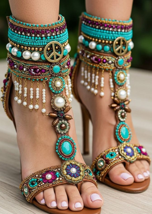 Portrait of an Indian bride wearing a heavily embroidered gold lehenga, choli, and dupatta, with traditional jewelry, looking down with a gentle expression.